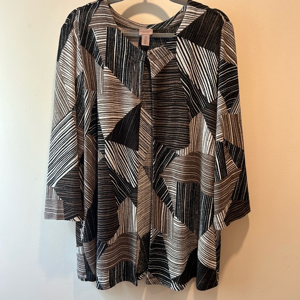 Chico's Black and White Geometric Blouse